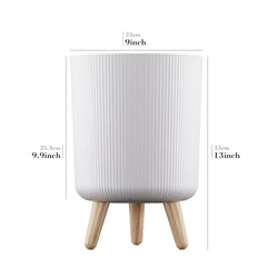 Modern Ribbed Planter with Wooden Legs