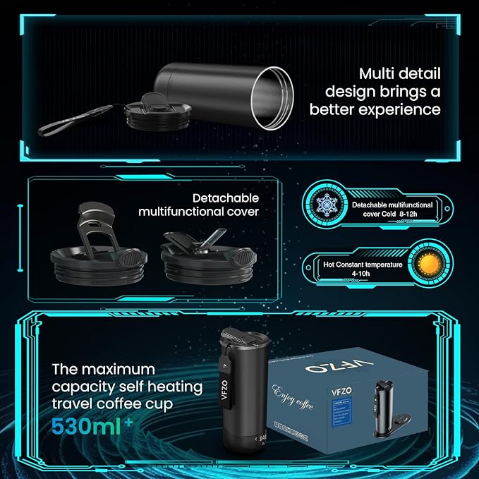 VFZO Smart Self-Heating Coffee Mug & Wireless Charging Station