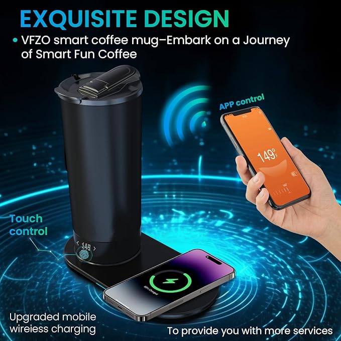 VFZO Smart Self-Heating Coffee Mug & Wireless Charging Station